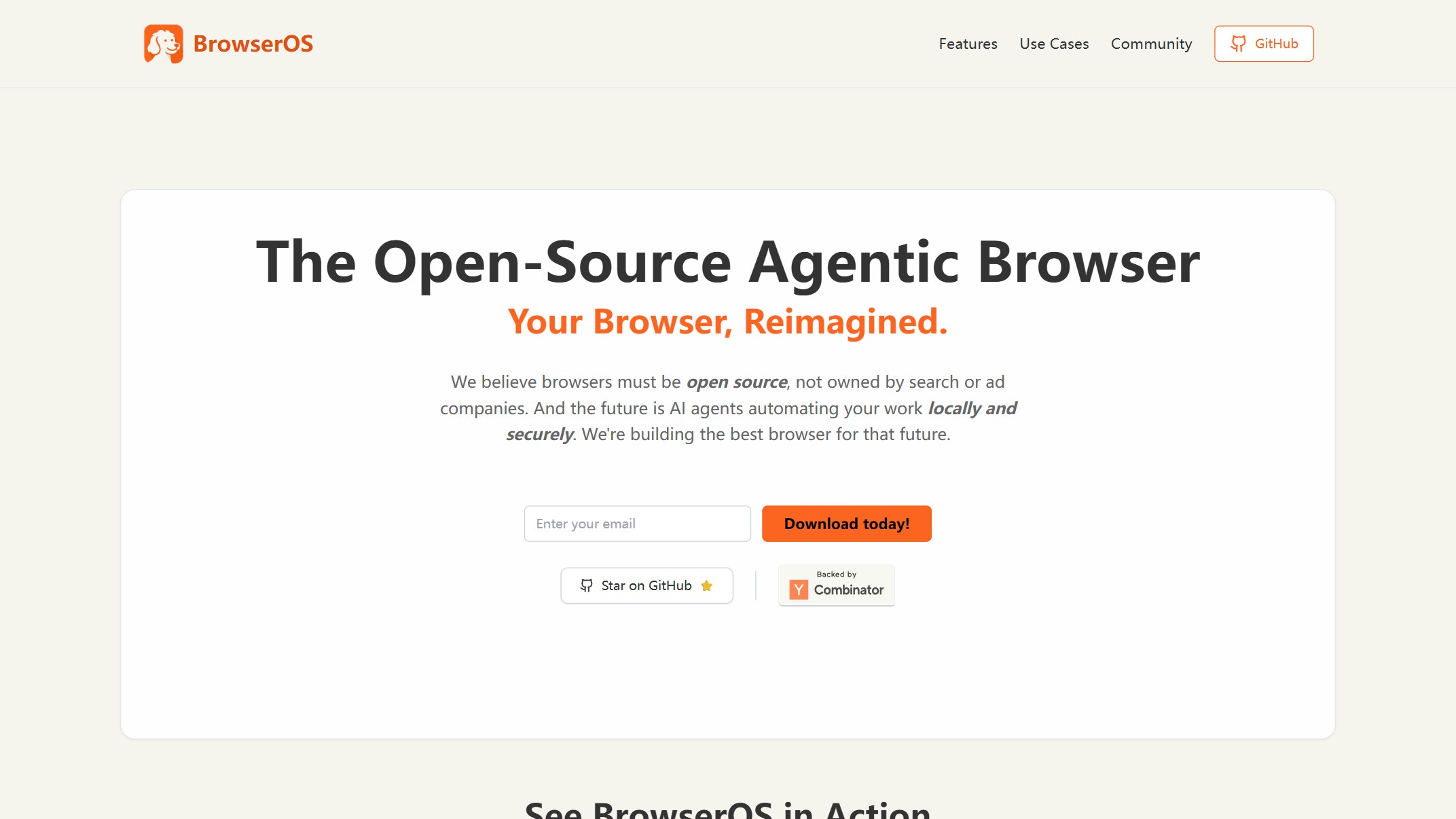 BrowserOS screenshot 1